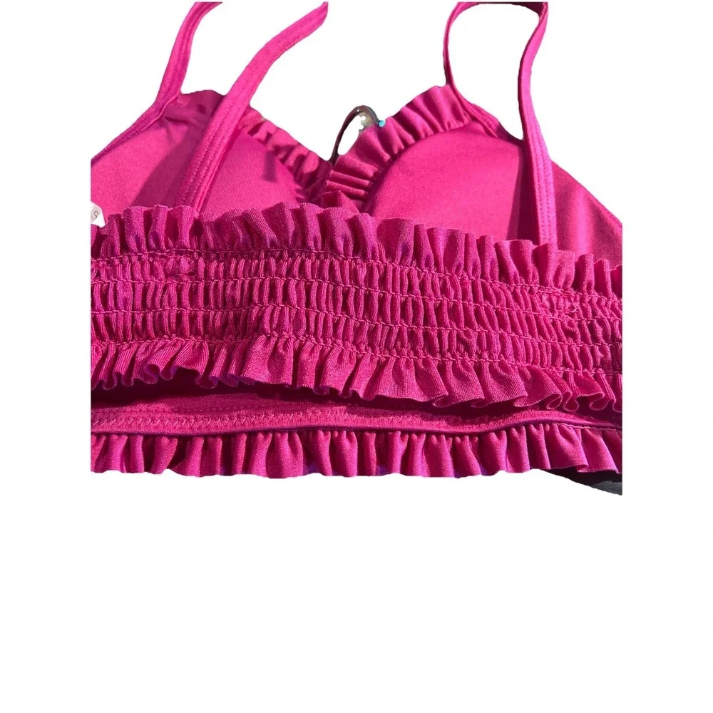 Chelsea & Violet Swim Suit Girl's 10 Magenta‎ Pink Two-Piece Ruffle Bikini NWT